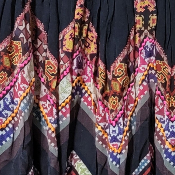 New Tanvi Kedia Anthropologie Dress Embroidered Chevron Midi V-Neck Rayon Boho - Picture 10 of 11